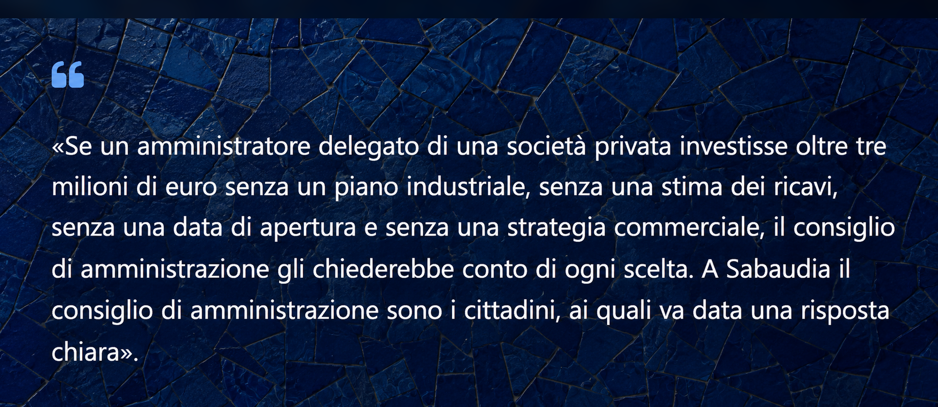 Citazione di Tiziano Lauri sul futuro dell’ex cinema Augustus e sulle responsabilità verso i cittadini